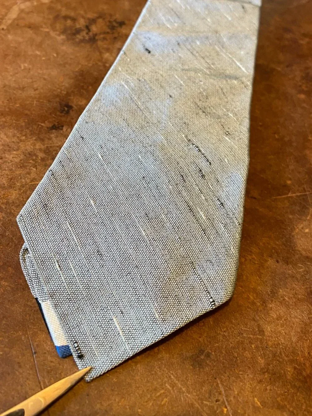 1960s Blue Slim Skinny Tie With Stripes Vintage
